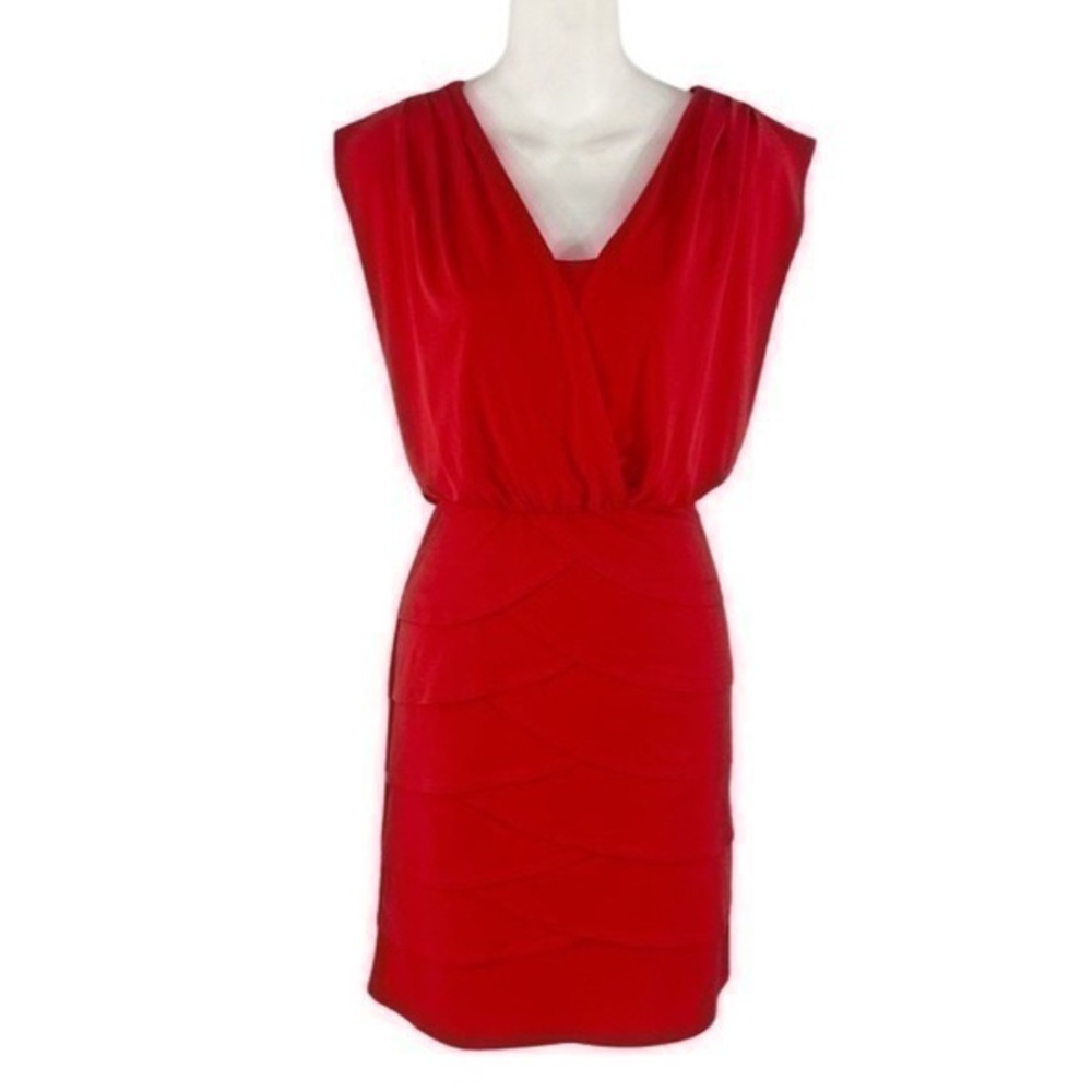 Laundry by Shelli Segal red jersey tiered blouson dress B19